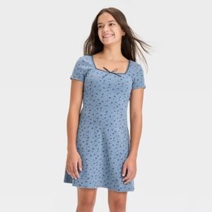 Art Class Blue Patterned Kids Dress Medium 8